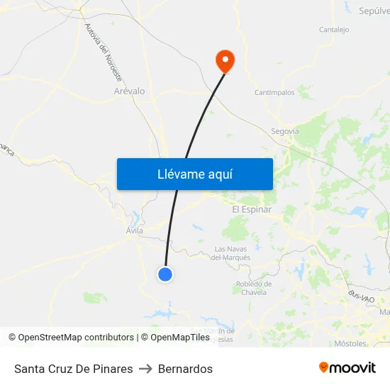 Santa Cruz De Pinares to Bernardos map