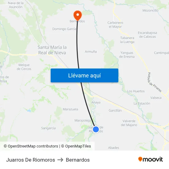 Juarros De Riomoros to Bernardos map