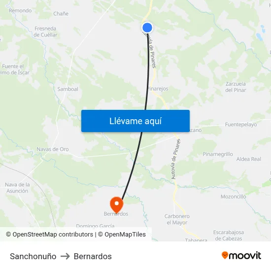 Sanchonuño to Bernardos map
