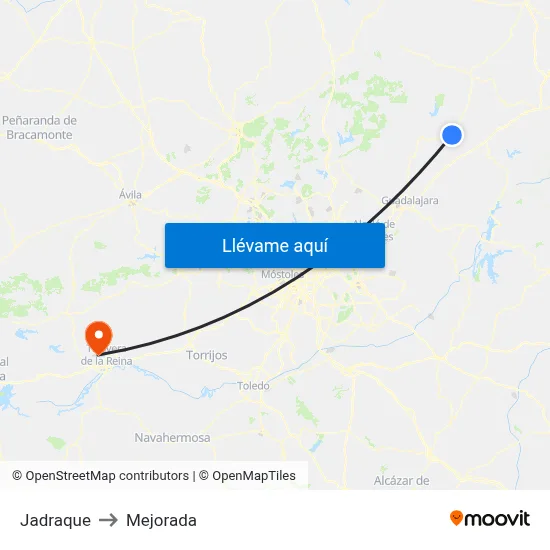 Jadraque to Mejorada map