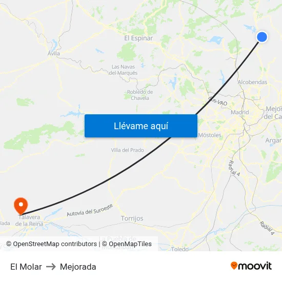 El Molar to Mejorada map
