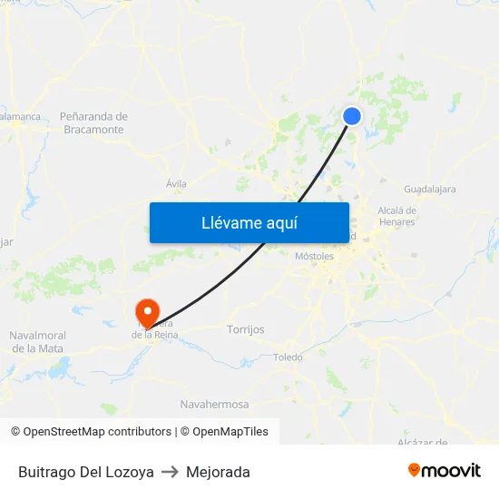 Buitrago Del Lozoya to Mejorada map