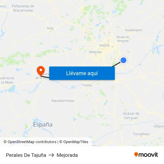 Perales De Tajuña to Mejorada map