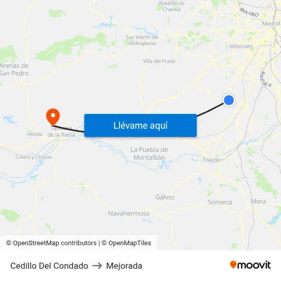 Cedillo Del Condado to Mejorada map