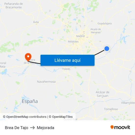 Brea De Tajo to Mejorada map