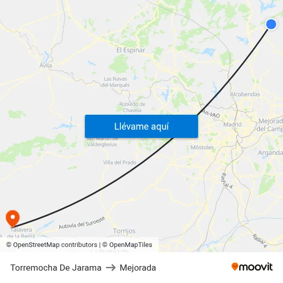 Torremocha De Jarama to Mejorada map
