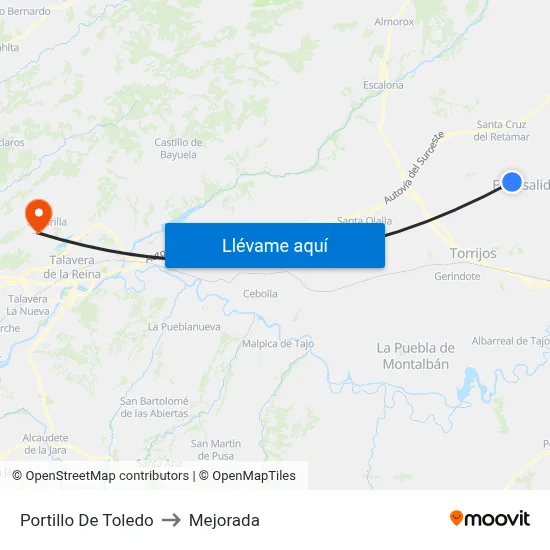 Portillo De Toledo to Mejorada map