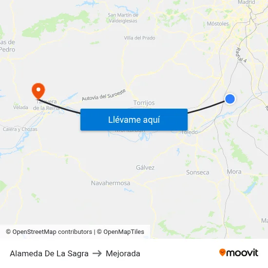 Alameda De La Sagra to Mejorada map