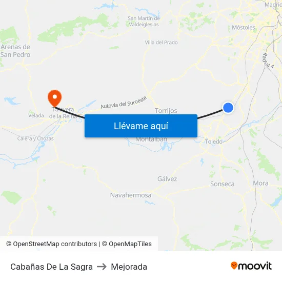 Cabañas De La Sagra to Mejorada map