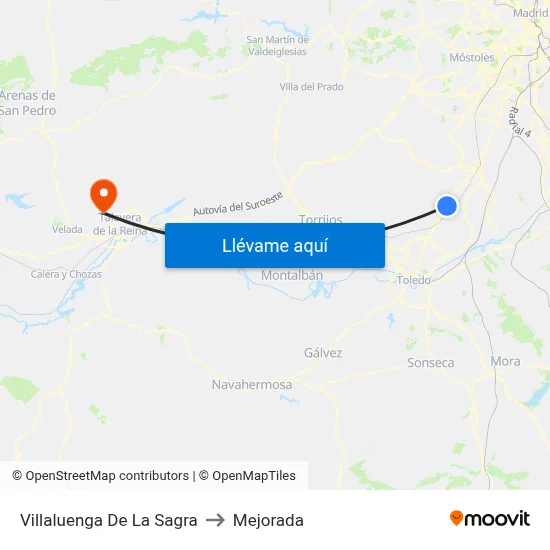 Villaluenga De La Sagra to Mejorada map