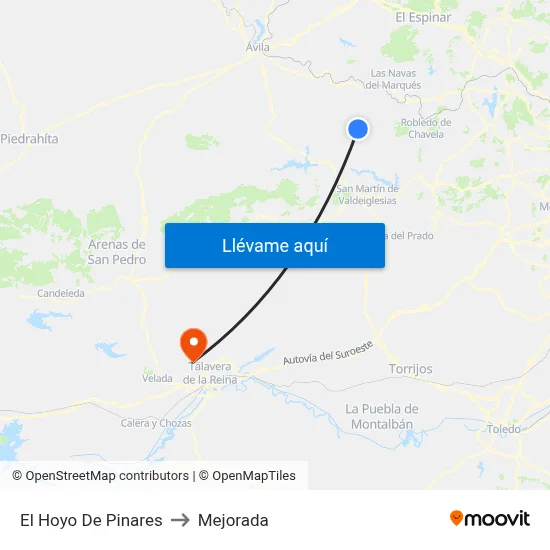 El Hoyo De Pinares to Mejorada map