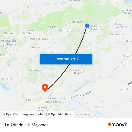 La Adrada to Mejorada map