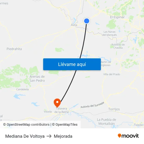 Mediana De Voltoya to Mejorada map