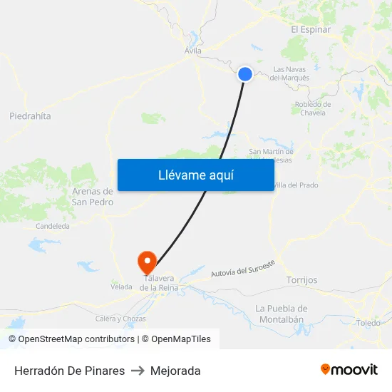 Herradón De Pinares to Mejorada map