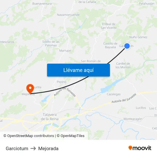 Garciotum to Mejorada map