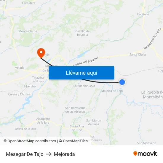 Mesegar De Tajo to Mejorada map