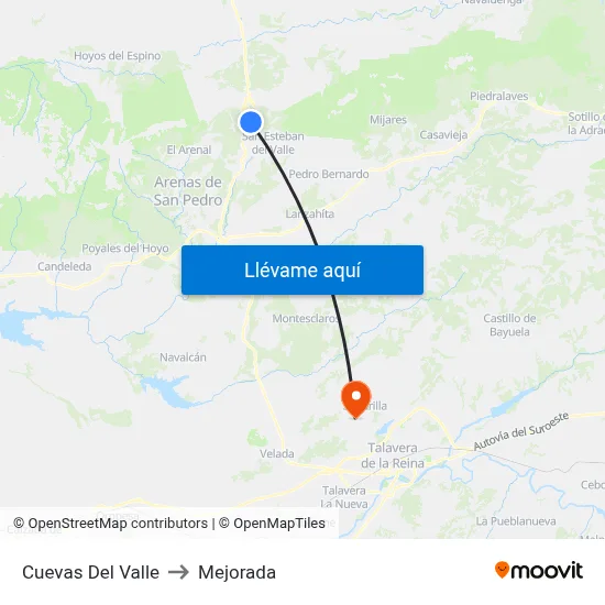 Cuevas Del Valle to Mejorada map