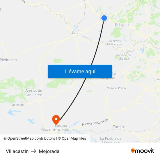 Villacastín to Mejorada map