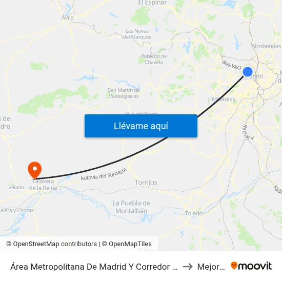 Área Metropolitana De Madrid Y Corredor Del Henares to Mejorada map