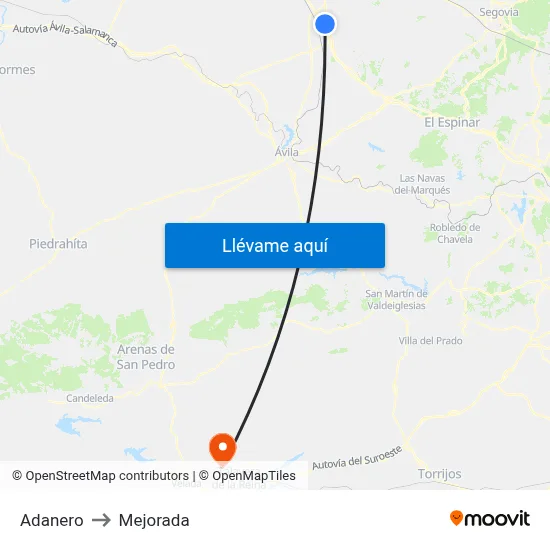 Adanero to Mejorada map