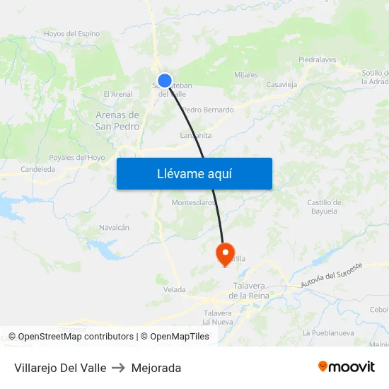 Villarejo Del Valle to Mejorada map