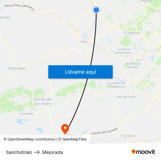 Sanchidrián to Mejorada map