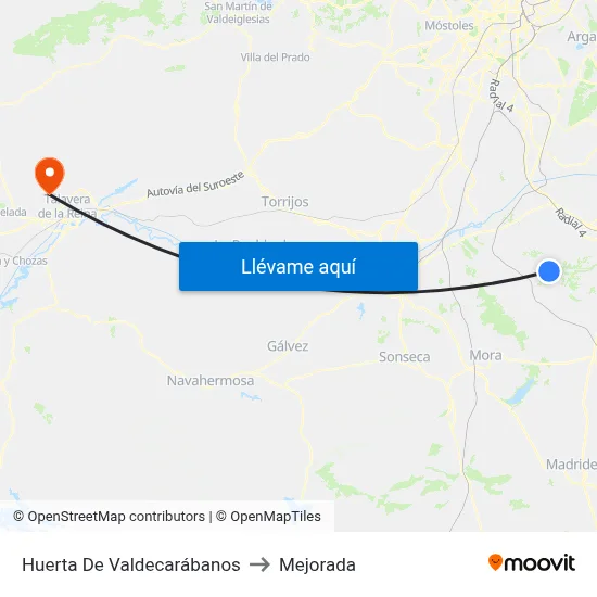 Huerta De Valdecarábanos to Mejorada map