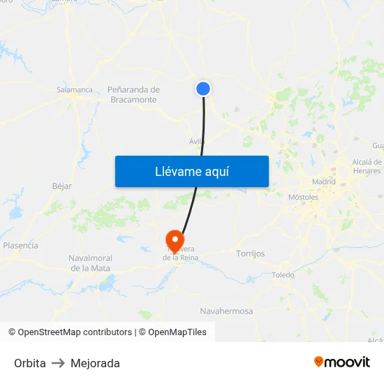 Orbita to Mejorada map