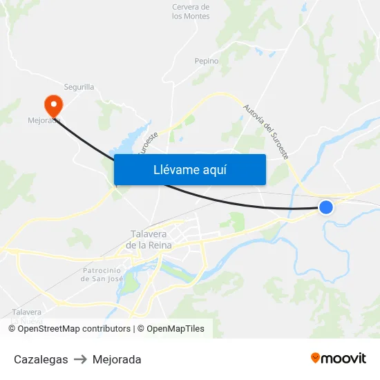 Cazalegas to Mejorada map
