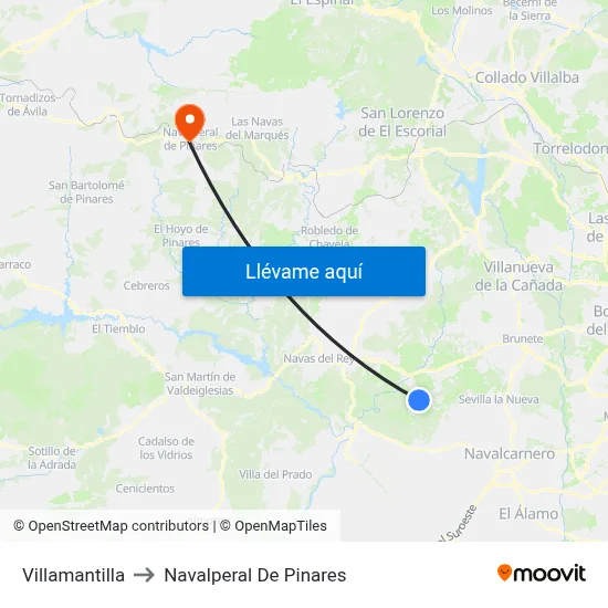 Villamantilla to Navalperal De Pinares map