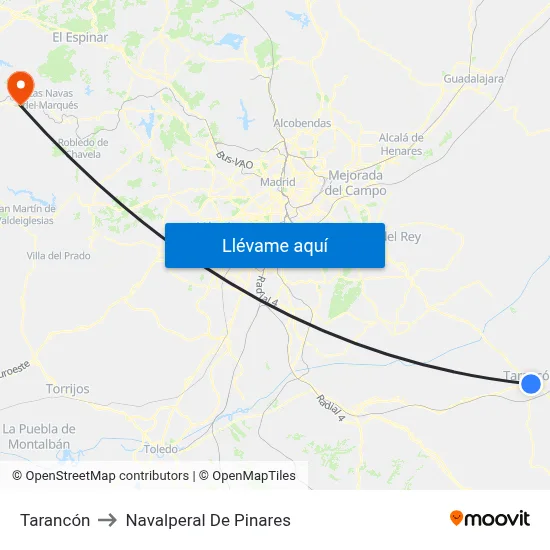 Tarancón to Navalperal De Pinares map