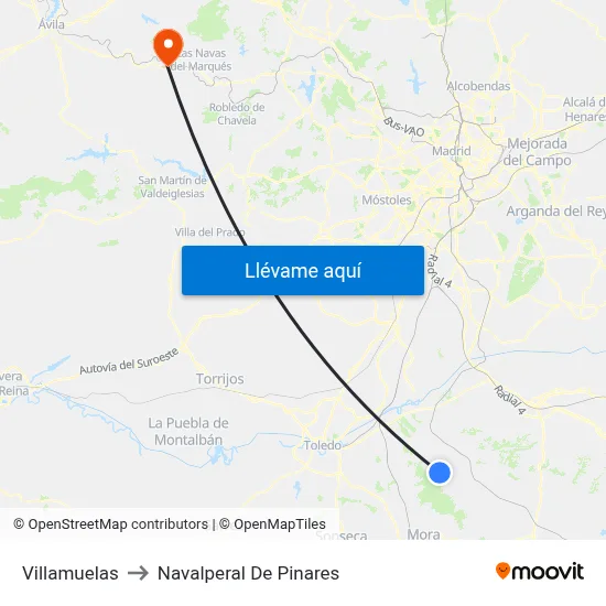 Villamuelas to Navalperal De Pinares map