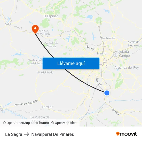 La Sagra to Navalperal De Pinares map