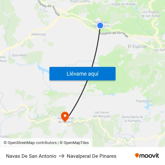 Navas De San Antonio to Navalperal De Pinares map