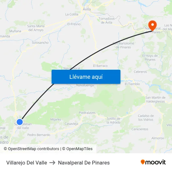 Villarejo Del Valle to Navalperal De Pinares map