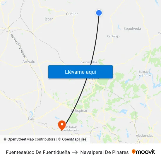 Fuentesaúco De Fuentidueña to Navalperal De Pinares map