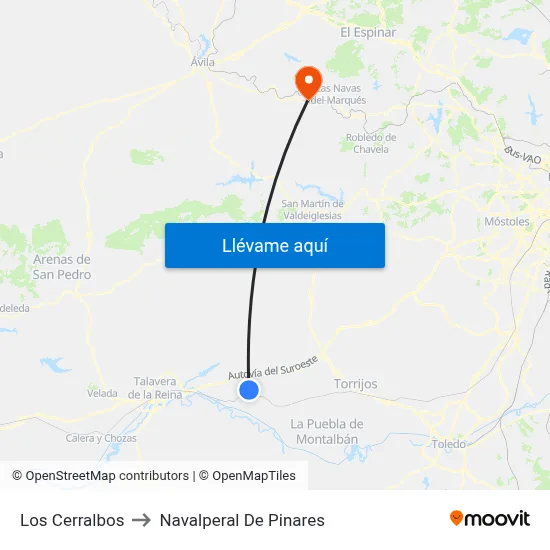 Los Cerralbos to Navalperal De Pinares map