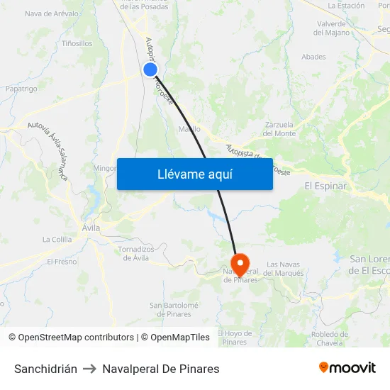 Sanchidrián to Navalperal De Pinares map