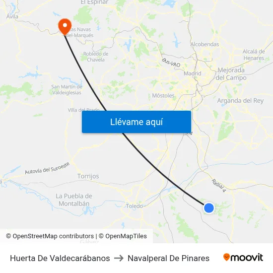 Huerta De Valdecarábanos to Navalperal De Pinares map