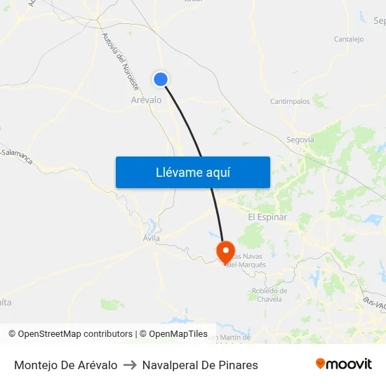 Montejo De Arévalo to Navalperal De Pinares map