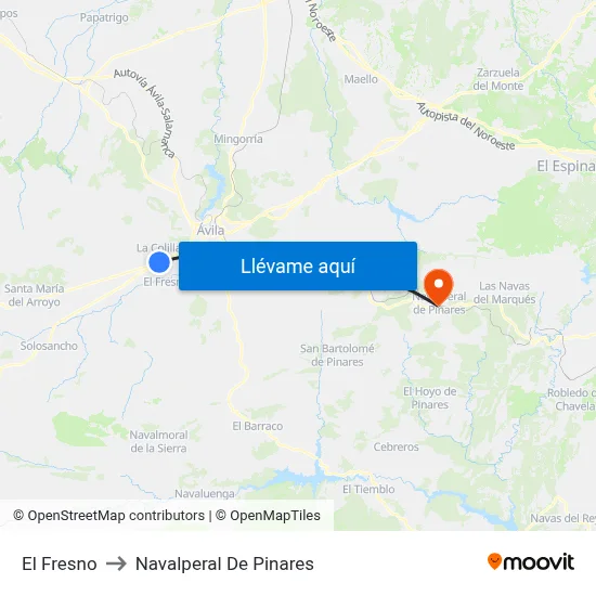 El Fresno to Navalperal De Pinares map
