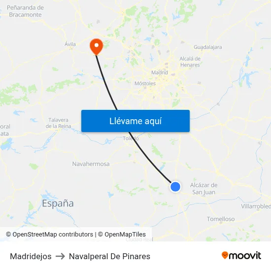 Madridejos to Navalperal De Pinares map