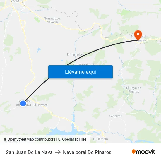 San Juan De La Nava to Navalperal De Pinares map