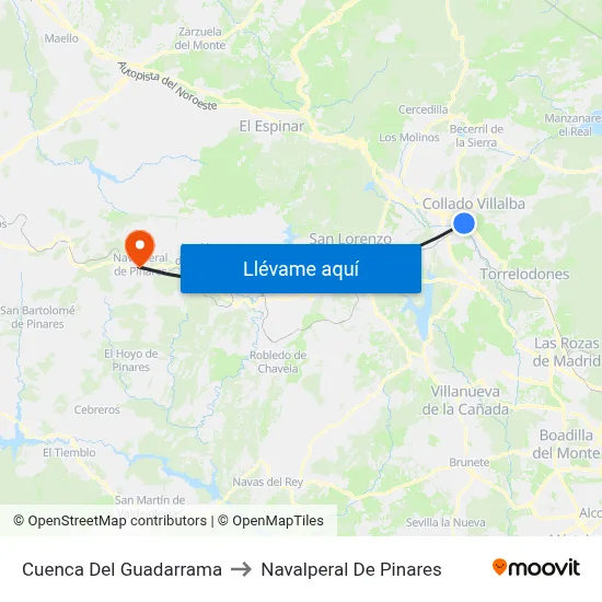 Cuenca Del Guadarrama to Navalperal De Pinares map
