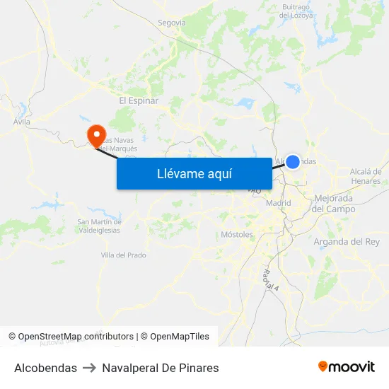 Alcobendas to Navalperal De Pinares map