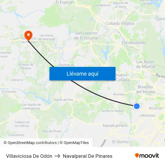 Villaviciosa De Odón to Navalperal De Pinares map