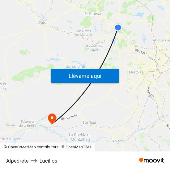 Alpedrete to Lucillos map