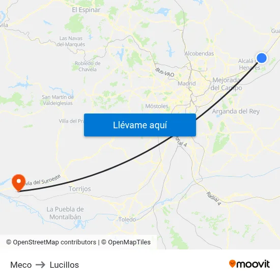 Meco to Lucillos map
