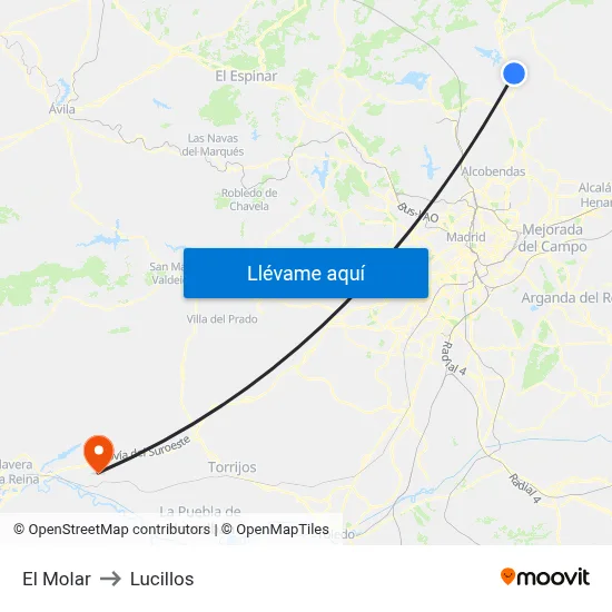 El Molar to Lucillos map