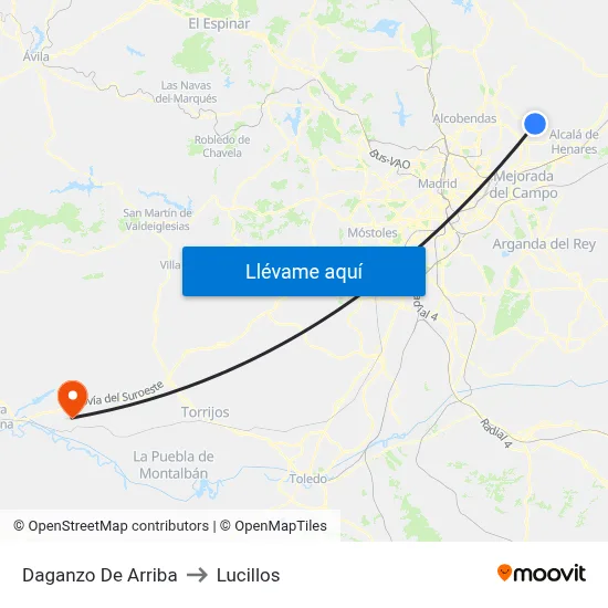 Daganzo De Arriba to Lucillos map